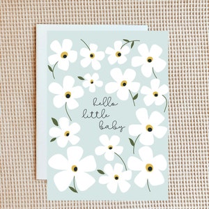 Greeting Card Baby Card Floral Greeting Card Hand-Drawn Cards Flowers Greeting Cards Minimalistic Pinrtable Cards Digital Baby Shower Card image 1