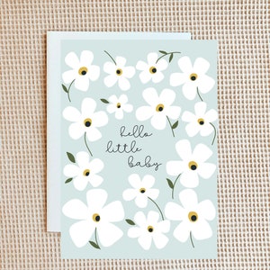 Wenskaart Babykaart Bloemenwenskaart Handgetekende kaarten Bloemenwenskaarten Minimalistische Pinrtable-kaarten Digitale babyshowerkaart