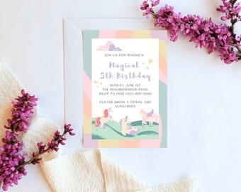 Invitation Birthday Unicorn Magical Invitation Unicorn Birthday Invite Editable Party Invite