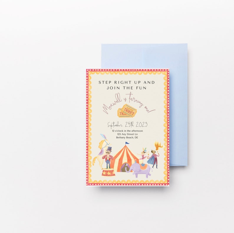 Invitation Circus Birthday Kids Party Invitation Invite Editable Instand Download image 3