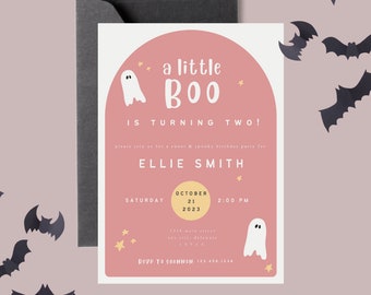 Invite Halloween Party Invite Second Birthday Little Boo Birthday Invitation Costume Party Digital Download Editable Spooky Birthday