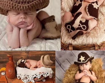 Knitted Cowboy Baby Photo Prop l Knitted Newborn Cowboy Outfit l Cowboy Baby Prop l Knit Baby Photo Session Outfit l Baby Cowboy Outfit
