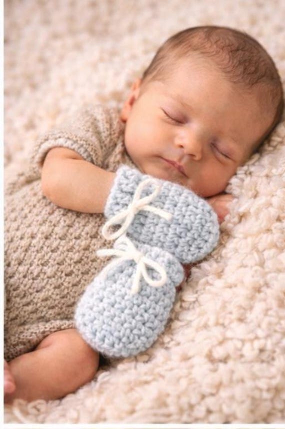 Crochet Baby Mittens Organic Cotton Newborn Scratch Gloves