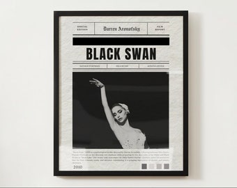 Impression de journal rétro Black Swan, affiche Black Swan, impression numérique de film, impression numérique de film, impression numérique d'affiche de film, cygne noir
