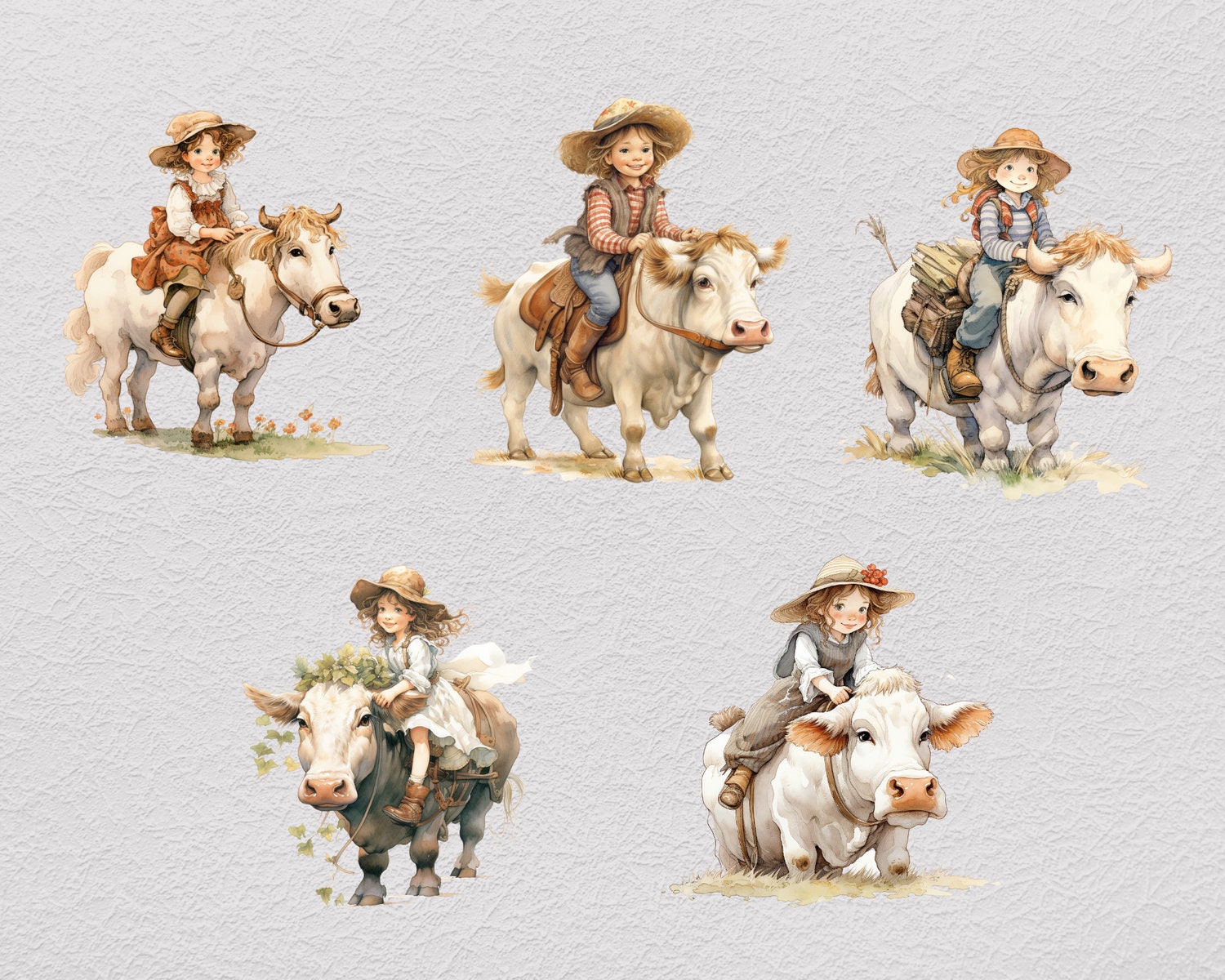 Farm Girl Riding Cows Clipart PNG Sublimation Bundle, Farm PNG, Cow ...