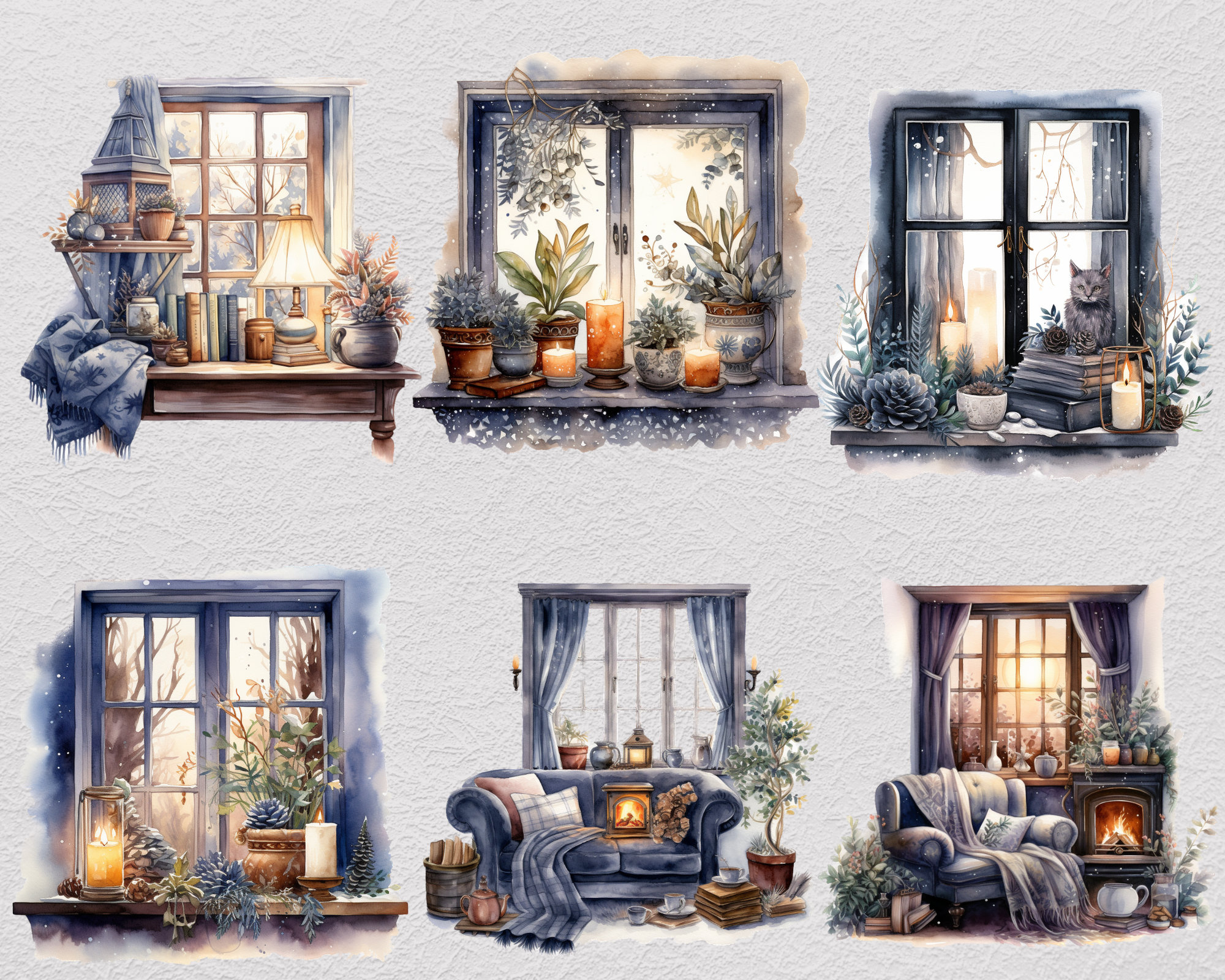 75 Watercolour Cozy Winter Clipart Bundle, Blanket Clipart, Cozy ...
