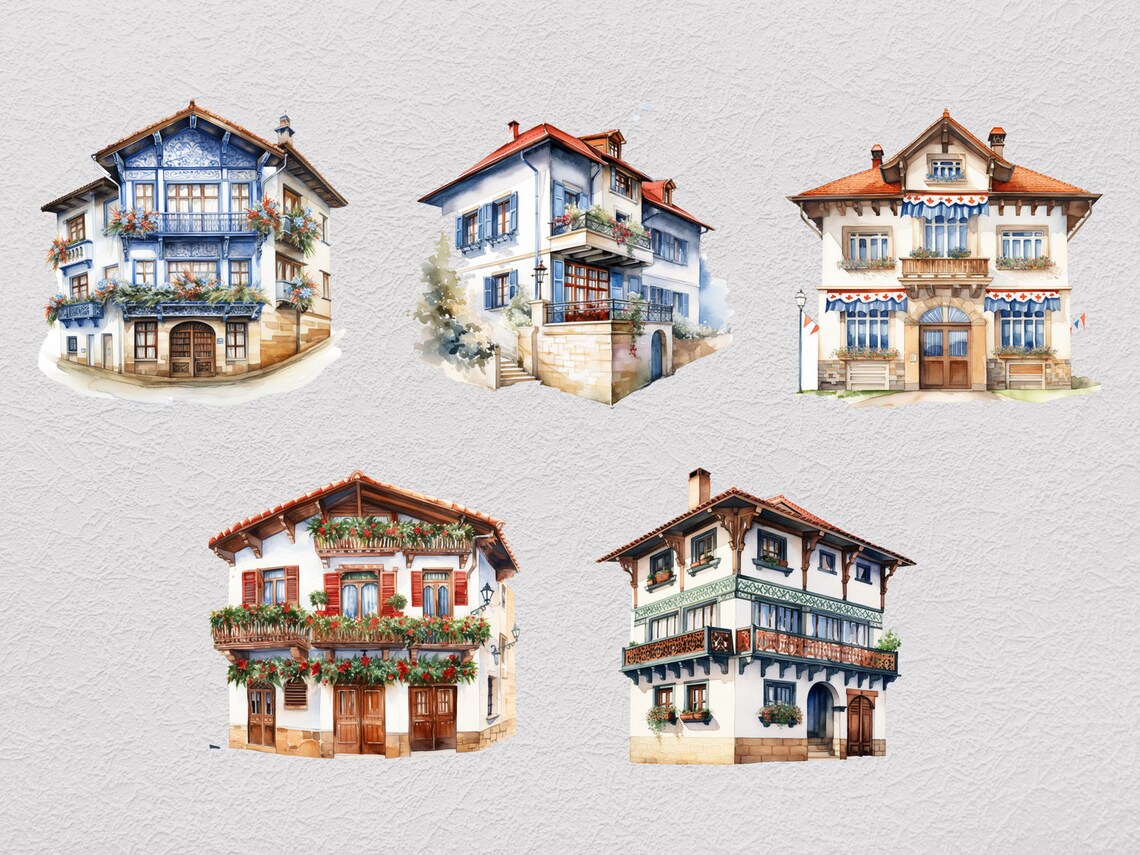 Basque House Clipart, Basque PNG, Architecture Clipart, Vintage ...