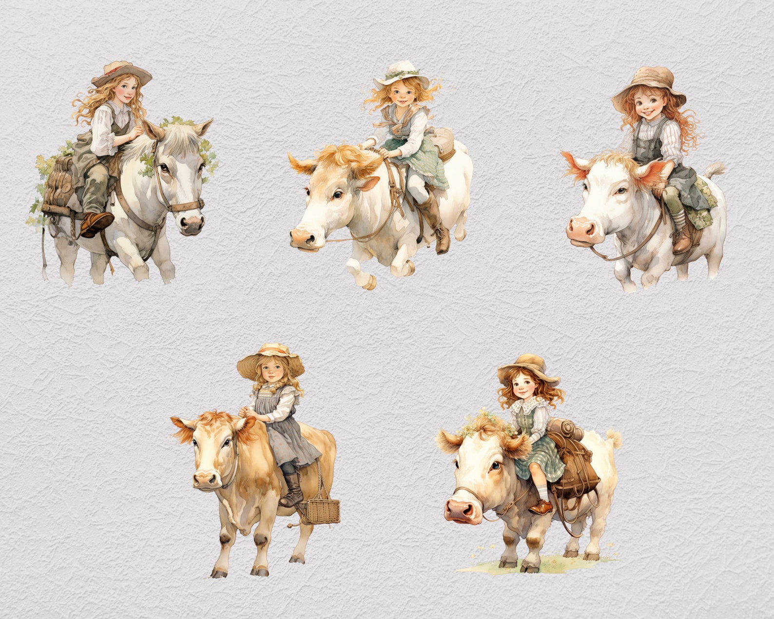 Farm Girl Riding Cows Clipart PNG Sublimation Bundle, Farm PNG, Cow ...