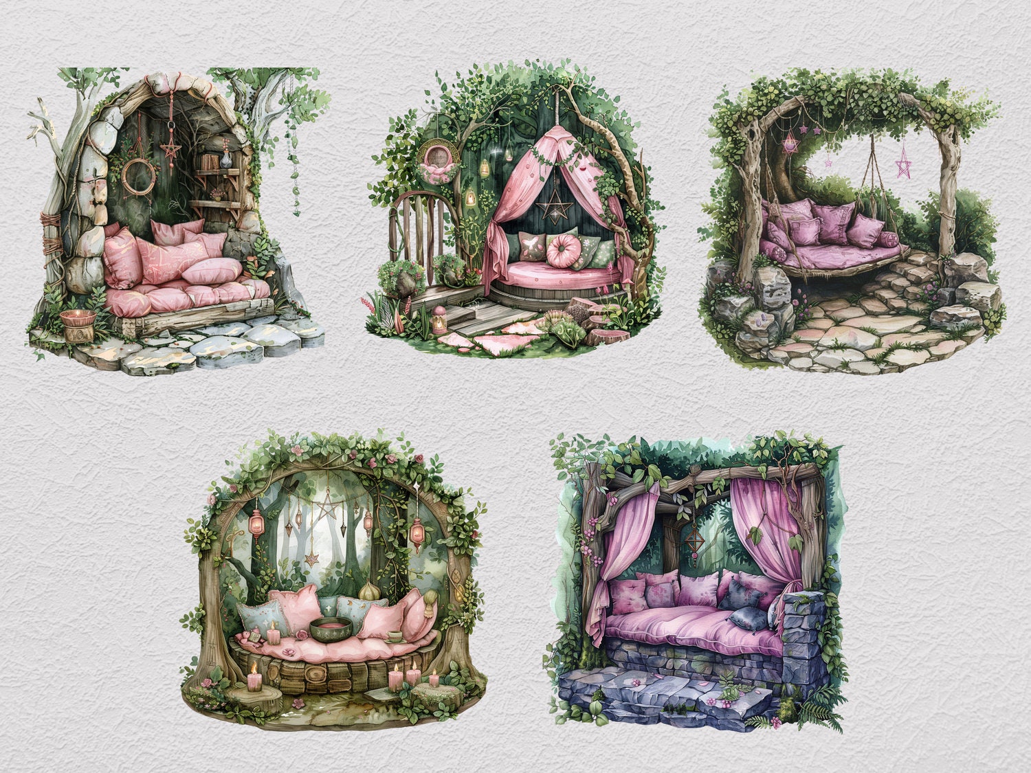 Cottagecore Reading Forest Nook Clipart, Books Clipart, Cozy Clipart, Vintage Brown Pile of ...