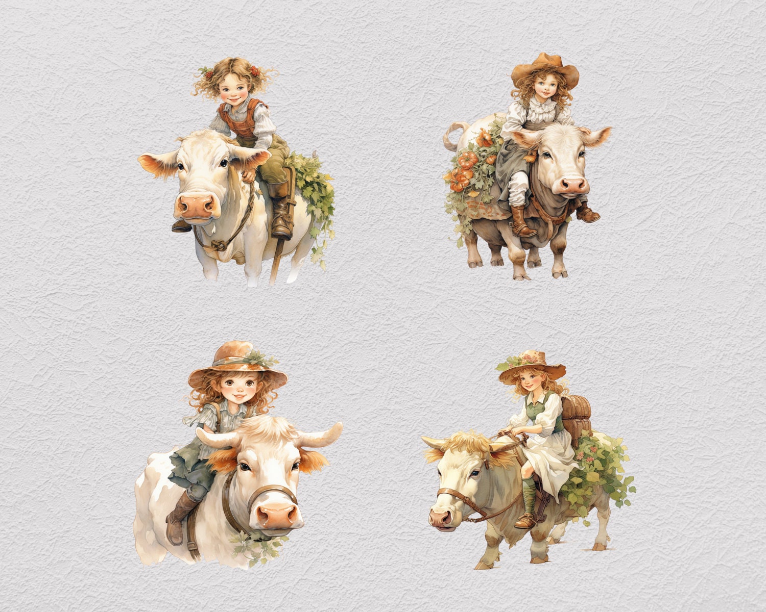 Farm Girl Riding Cows Clipart PNG Sublimation Bundle, Farm PNG, Cow ...