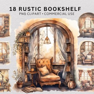 Rustic Bookshelf Clipart PNG, Decoration Clip Art, Scrapbook Junk Journal Paper Craft, Digital Sticker by ChromaChaos