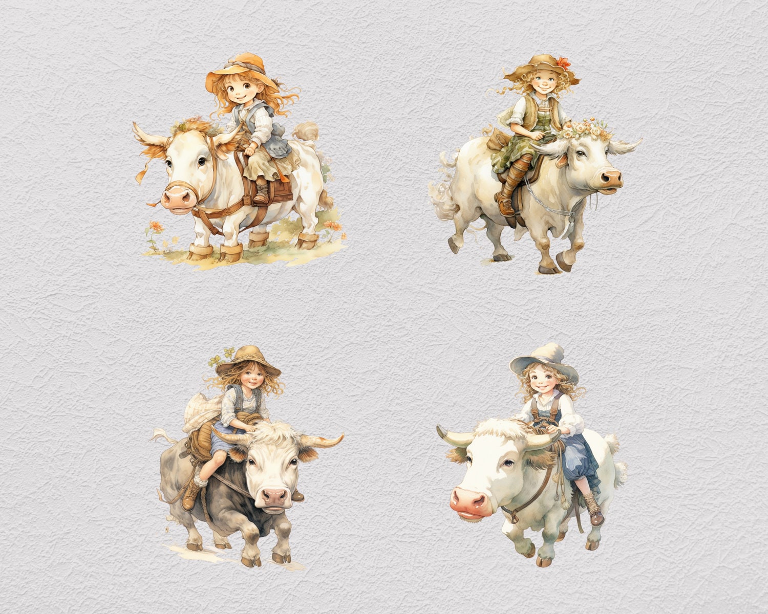 Farm Girl Riding Cows Clipart PNG Sublimation Bundle, Farm PNG, Cow ...