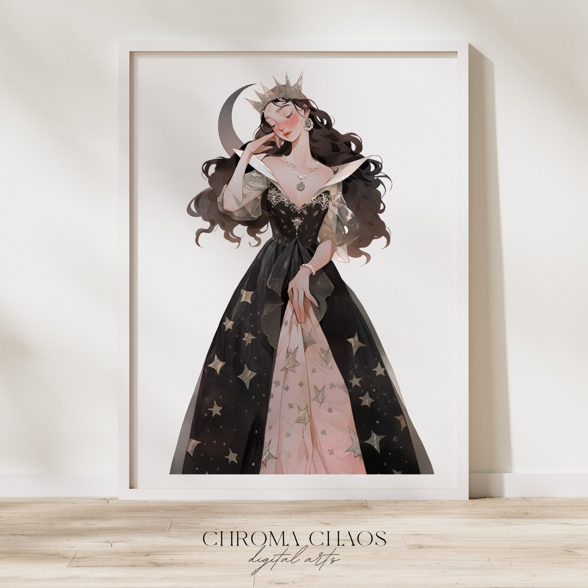 45 Moonlight Queens Clipart Bundle, Queen of Halloween, Vintage Witch