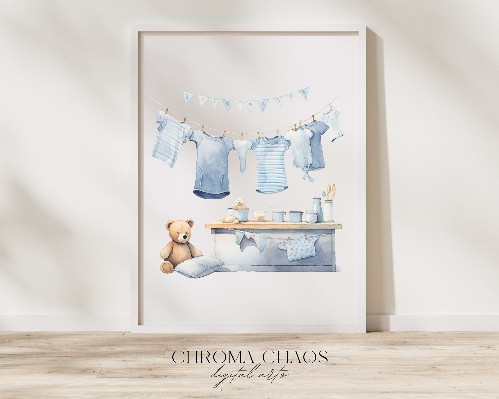Baby Boy Clothes Line Clipart Bundle, Invitation Decor, Wall Decor