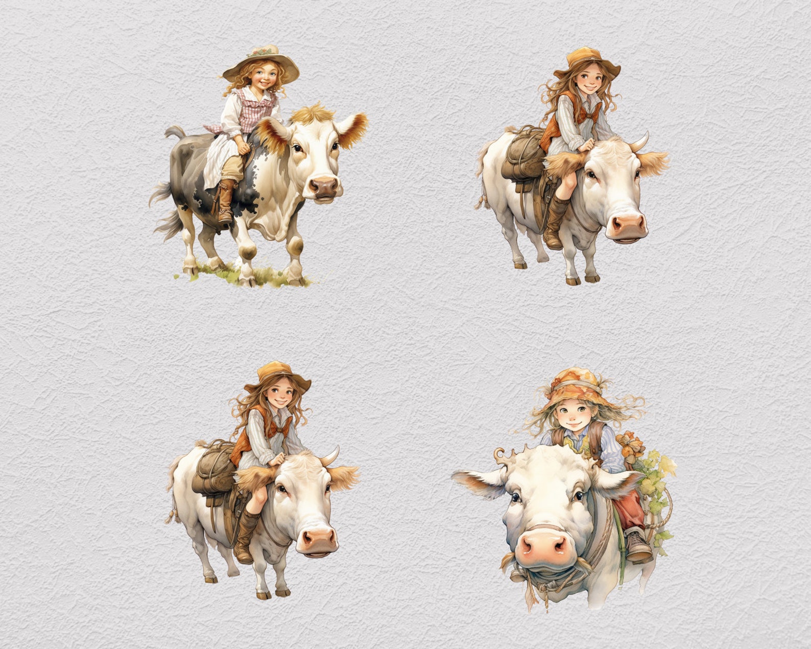 Farm Girl Riding Cows Clipart PNG Sublimation Bundle, Farm PNG, Cow ...