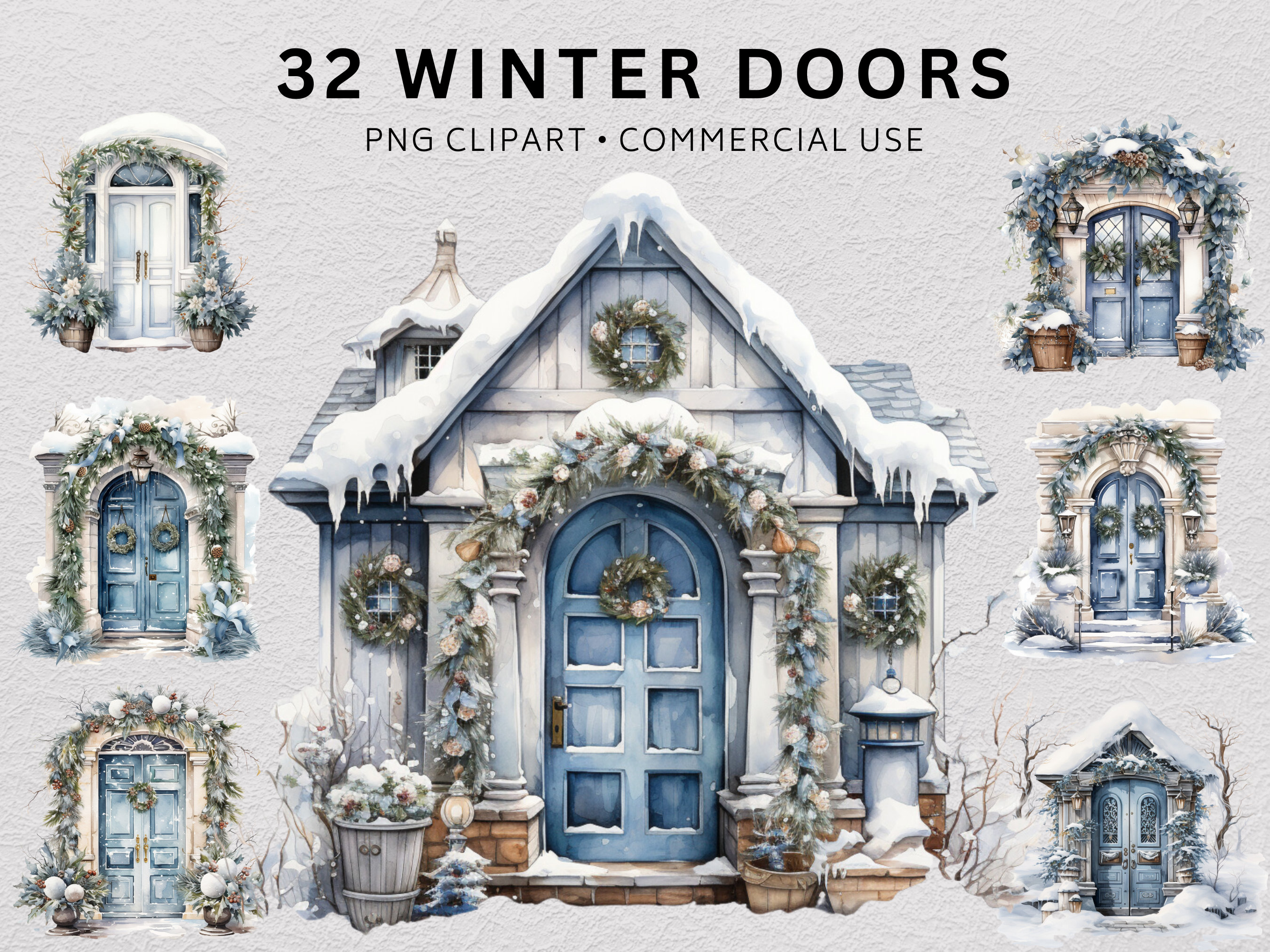 Winter Doors Clipart PNG, Door PNG, Decorative Door, Winter Clip Art ...