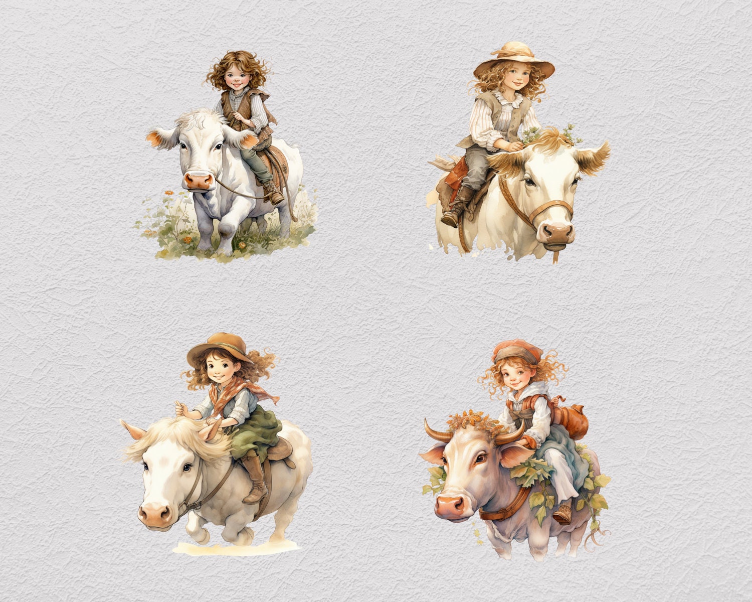 Farm Girl Riding Cows Clipart PNG Sublimation Bundle, Farm PNG, Cow ...