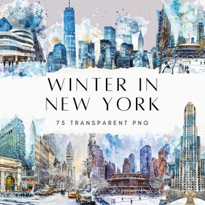 75 Winter in New York Clipart, City Bundle, New York City Clipart, Cozy Clipart, Destination PNG, Empire State PNG by ChromaChaos