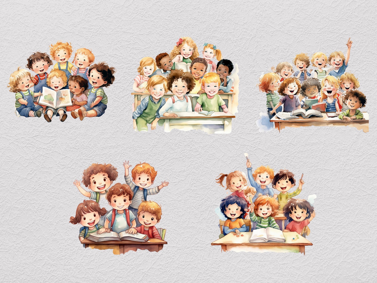 Classroom Happiness Clipart, School Clipart PNG Bundle, Transparent ...