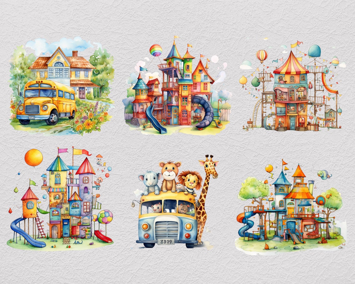 Back to School Clipart PNG Bundle, Transparent Clip Art for Kids ...