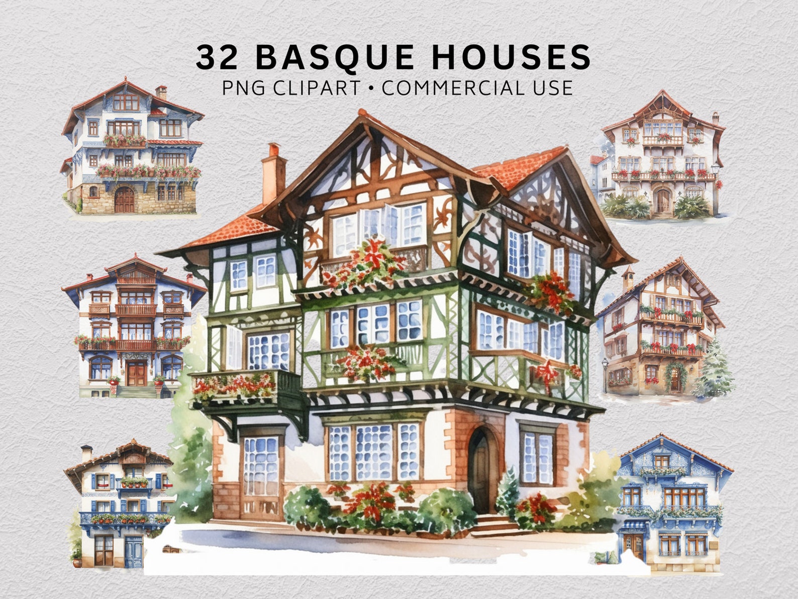 Basque House Clipart, Basque PNG, Architecture Clipart, Vintage ...
