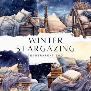 65 Winter Stargazing clipart PNG, Stargazing PNG, Winter Clip Art, Scrapbook, Junk Journal, Paper Crafts Scrapbooking by ChromaChaos