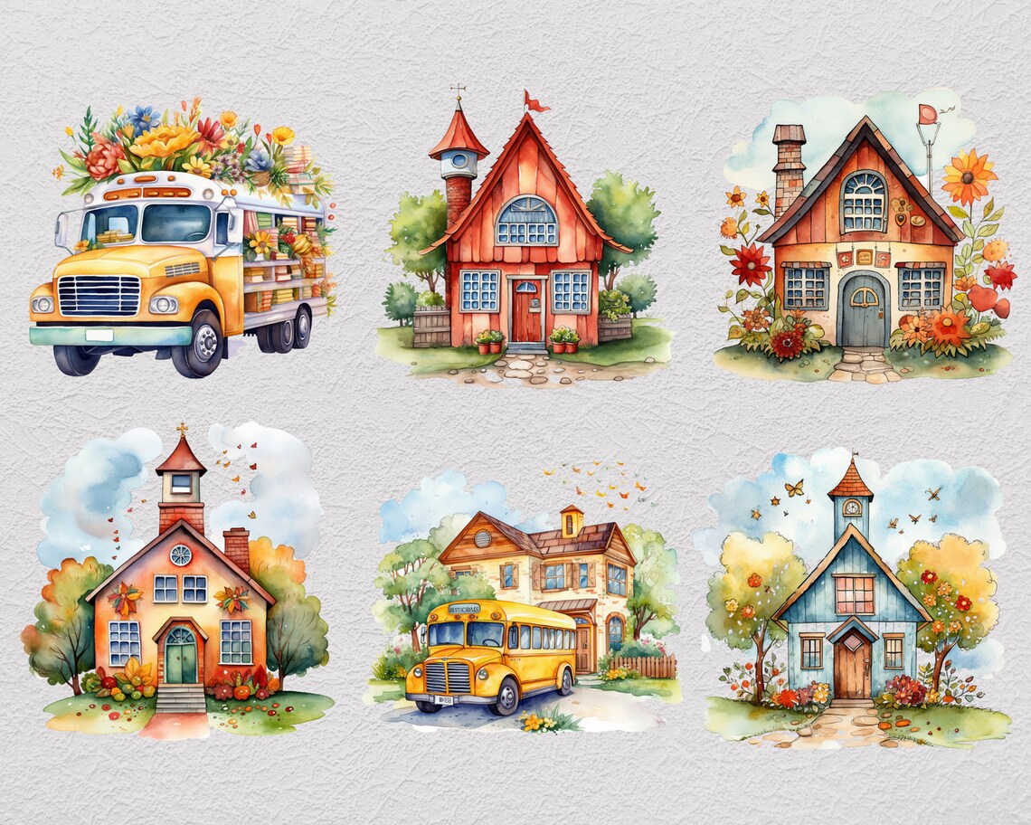 Back to School Clipart PNG Bundle, Transparent Clip Art for Kids ...