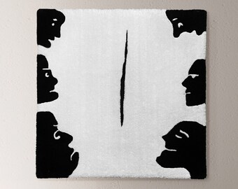 Тафтинговый ковёр ручной работы "Неоднозначность восприятия". Вдохновлено работами художника Лучо Фонтана.