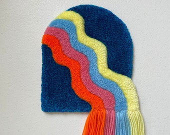 Hand made tufted rug | Rainbow waterfall | Home creative aesthetic decor | Real handmade round wall carpet pictire | 100% acrylic