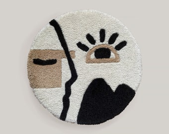 Hand made tufted rug | Mountain view | Abstract art | 100% acrylic | Home aesthetic decor | Handmade carpet for wall or floor | Brown