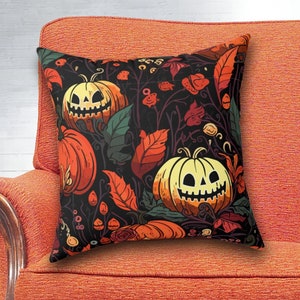 the Enchanted Pumpkin Patch Spun Polyester Square Pillow