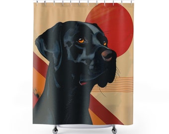 Golden Silhouette Black Lab Shower Curtain