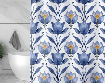 Blooms in Blue Shower Curtain