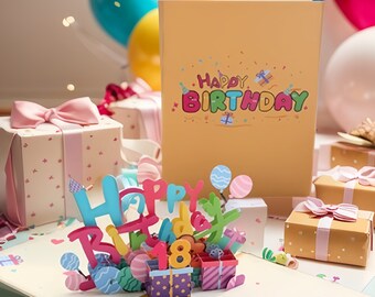 Carte de joyeux anniversaire photo personnalisée pour tout âge - Carte de voeux 3D pop-up pour anniversaire, cadeau souvenir unisexe à faire soi-même, carte d'anniversaire