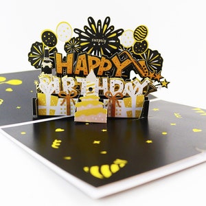 Cartes d'anniversaire feux d'artifice, gâteau pop-up lumière et musique, carte de joyeux anniversaire, carte pour papa, amis, homme, carte de musique d'anniversaire pop-up 3D image 4