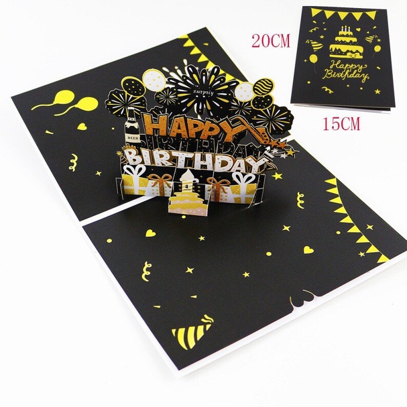 Cartes d'anniversaire feux d'artifice, gâteau pop-up lumière et musique, carte de joyeux anniversaire, carte pour papa, amis, homme, carte de musique d'anniversaire pop-up 3D image 5