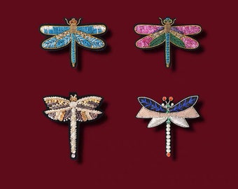 Embroidery brooch,dragonfly pin