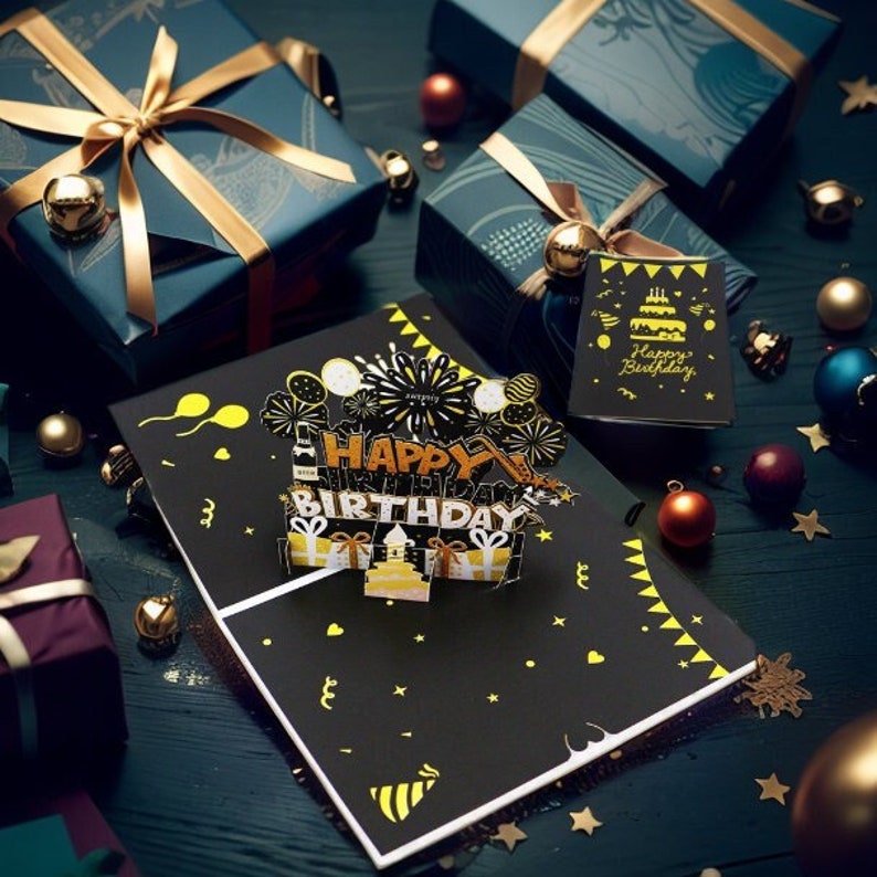 Cartes d'anniversaire feux d'artifice, gâteau pop-up lumière et musique, carte de joyeux anniversaire, carte pour papa, amis, homme, carte de musique d'anniversaire pop-up 3D image 1