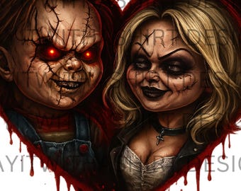 Griezelig gotisch horrorpaar png: Bloody Heart-clipart (digitale download)