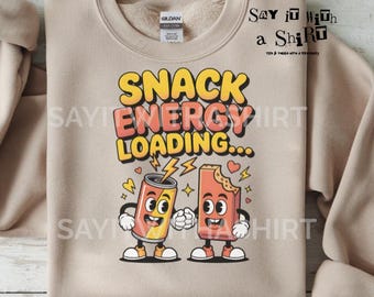 Snack-energie laden, png PNGEgg | Grappige snack Cartoon digitale download | Retro voedselclipart | Ontwerp energiedrank en reep | Sublimatiebestand