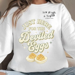Just Here for the Deviled Eggs PNG | Funny Easter PNG | Retro Easter Shirt Design | Easter Food PNG | Sublimation Design | Cricut Png