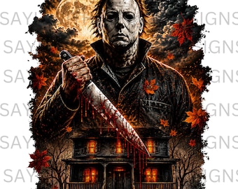 Halloween Horror PNG | Masked Slasher PNG | Haunted House Sublimation Design | Spooky Horror Shirt PNG | Digital Download