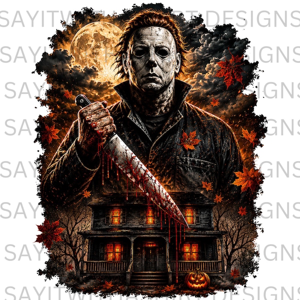 Halloween Horror PNG | Masked Slasher PNG | Haunted House Sublimation Design | Spooky Horror Shirt PNG | Digital Download