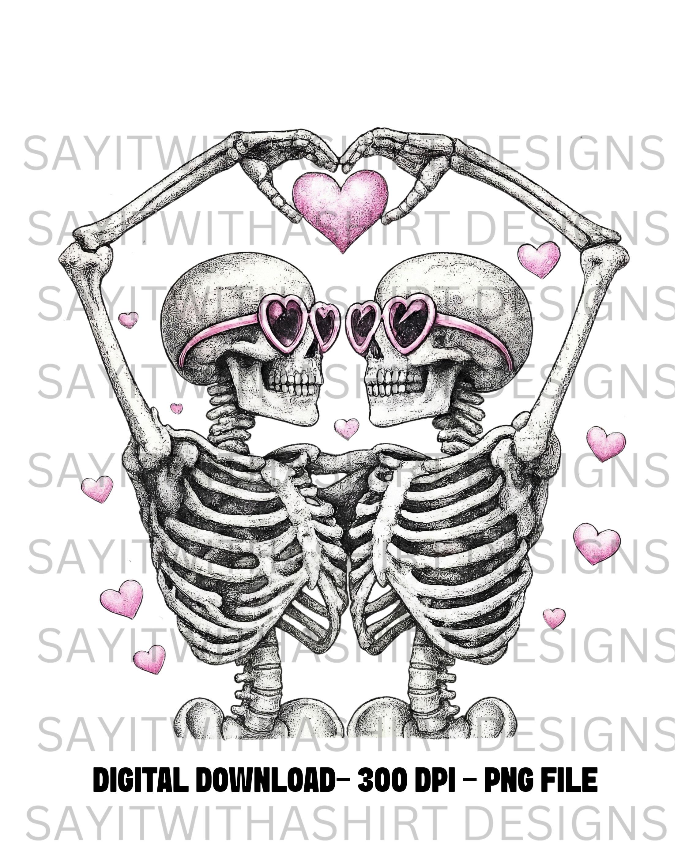 Skeleton Love Couple Design | Valentine Skeleton Art | Cute Valentine ...