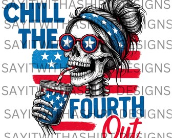 Funny 4th of July Skeleton PNG: Patriotic Skull Clipart (Digital Download)