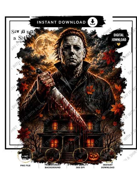 Halloween Horror PNG | Masked Slasher PNG | Haunted House Sublimation Design | Spooky Horror Shirt PNG | Digital Download