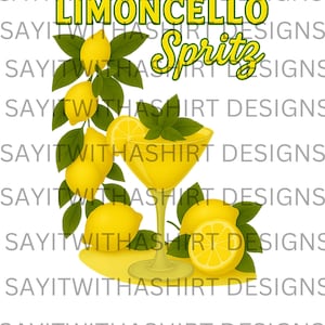 Limoncello Spritz PNG | Retro Lemon Drink Clipart | Summer Cocktail Sublimation | Citrus Bar Art | Transparent Digital Download