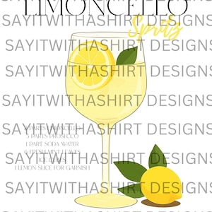 Limoncello Spritz PNG | Lemon Cocktail Clipart | Transparent Background | Summer Drink Art | Wine Glass Sublimation | Instant Digital png