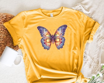 Painted Butterfly Art Shirt, Butterfly Graphic Tee for Women, Butterfly T-shirt for Girls, Butterfly Tee Shirt, Butterfly Lover Gift, Tshirt