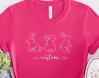 Personalized Rabbit Shirt, Bunny Lover T-shirt, Bunny Mom, Rabbit Lover Gift, Custom Gift, Rabbit Line Art T-shirt